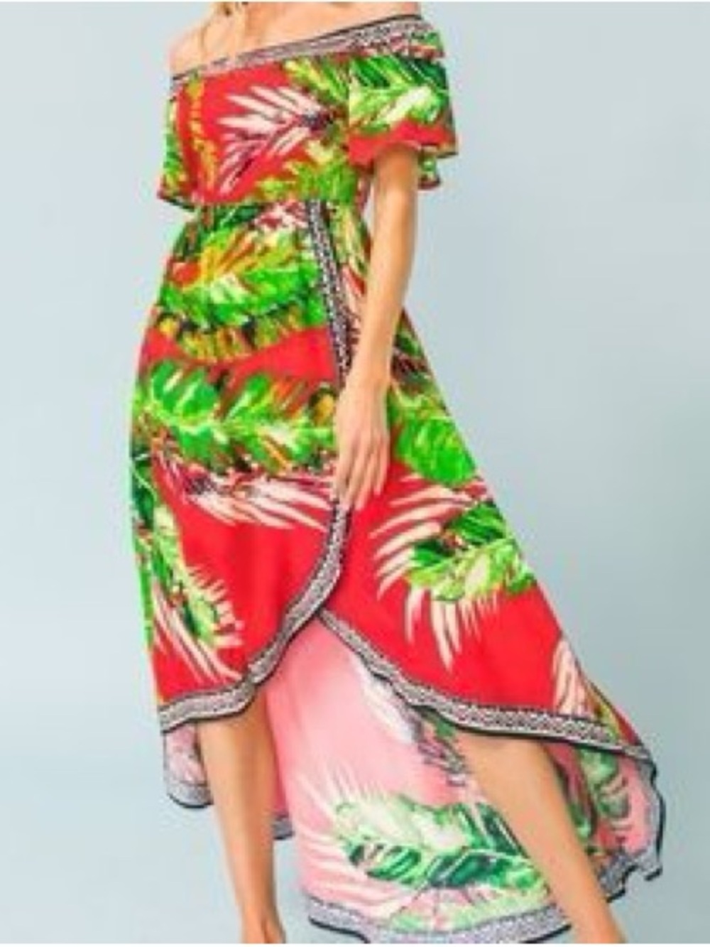 Jealous Tomato Off-Shoulder High-Low Maxi